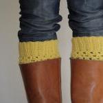 Crochet Boot Cuffs In Mustard Yellow