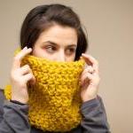 Chunky Crochet Cowl In Mustard Yellow
