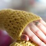 Mustard Yellow Crochet Wrist Warmers