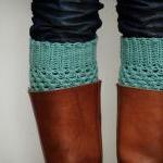 Crochet Boot Cuffs In Pastel Mint Green