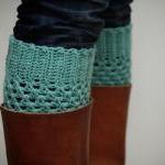 Crochet Boot Cuffs In Pastel Mint Green