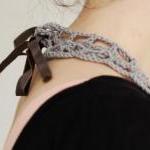 Crochet Peter Pan Collar In Grey/gray Soft..