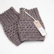 Crochet Boot Cuffs in Soft Brown - Boot Toppers