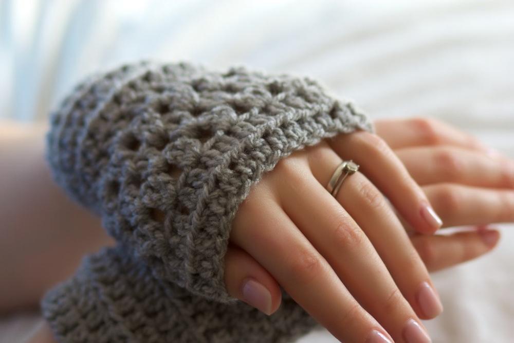 Grey Crochet Wrist Warmers