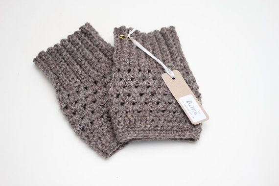 Crochet Boot Cuffs In Soft Brown - Boot Toppers